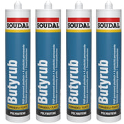 4 x Soudal Butyrub Non Setting Butyl bedding Sealant Seitz Window Glazing White Soudal  - Dynamic Drive
