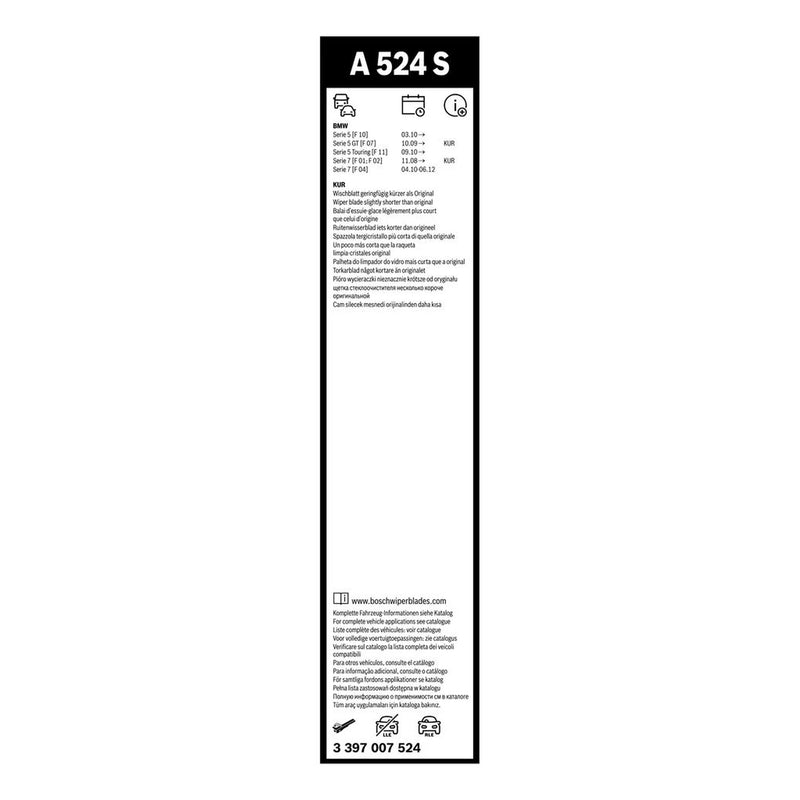 Bosch Aerotwin Wiper Blade Set 650mm + 450mm — A524S fits Alpina B5 2010-2016