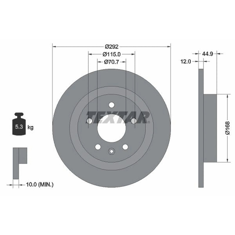 Textar 2 x Solid Rear Brake Discs 92205703-x2