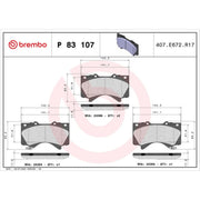 Brembo 4 x Front Brake Pad Set fits Hyundai Xg 2003-2005