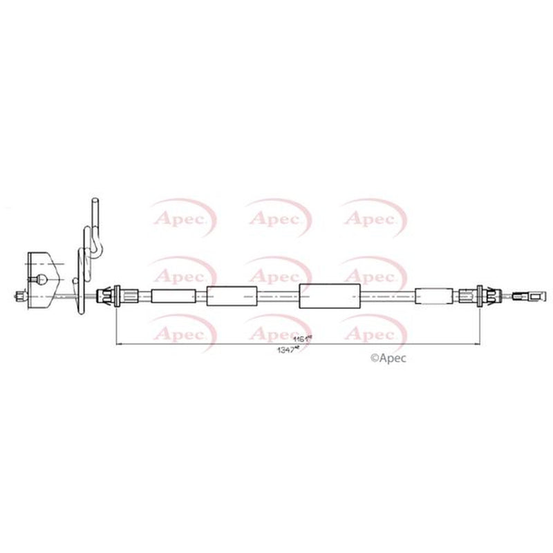 Apec Handbrake Cable Left Rear fits Chrysler Grand Voyager V 2007-2008 2.8 3.3