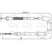 Apec Handbrake Cable Left Rear fits Fiat Grande Punto 2005-2015 1.3 1.4