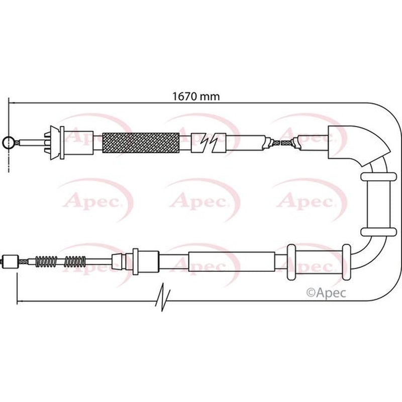 Apec Handbrake Cable Left Rear fits Fiat Grande Punto 2005-2015 1.3 1.4