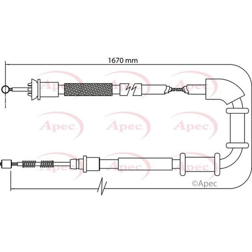 Apec Handbrake Cable Left Rear fits Fiat Grande Punto 2005-2015 1.3 1.4