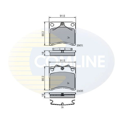 Comline Front Brake Pad Set fits VW Transporter 1990-2003 1.9 2.0 2.4 2.5 2.8