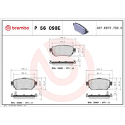 Brembo 4 x Rear Brake Pad Set fits Nissan Leaf 2017 on