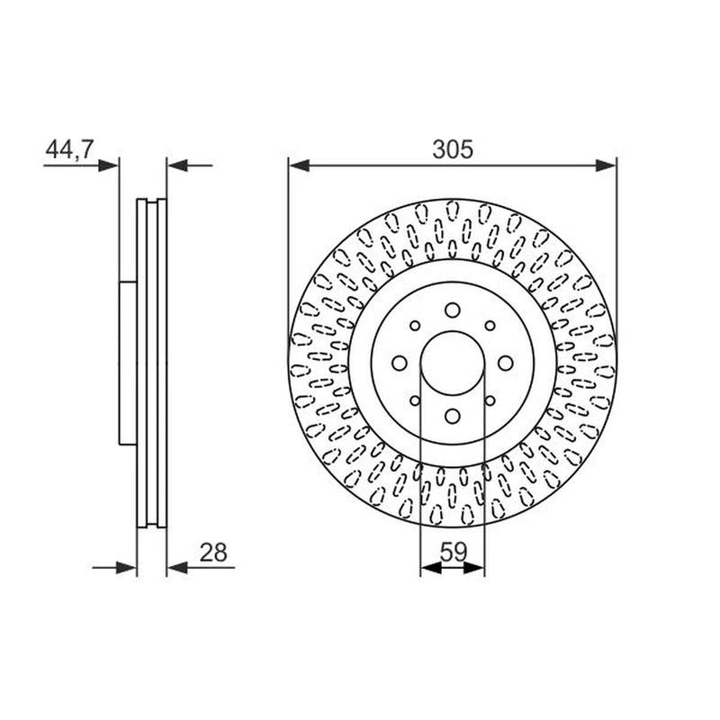 Bosch Front Brake Vented Discs & Pads fits Alfa Romeo Mito 2009-2018 1.4