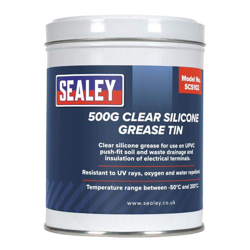 Sealey Silicone Clear Grease 500g Tin SCS102 Sealey - Dynamic Drive