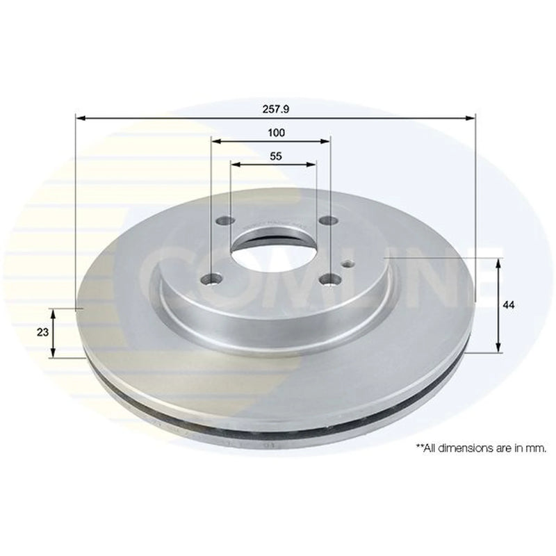 Comline 2 x Internally Vented Brake Discs fits Mazda 2 2007-2015 1.3 1.4 1.5 1.6