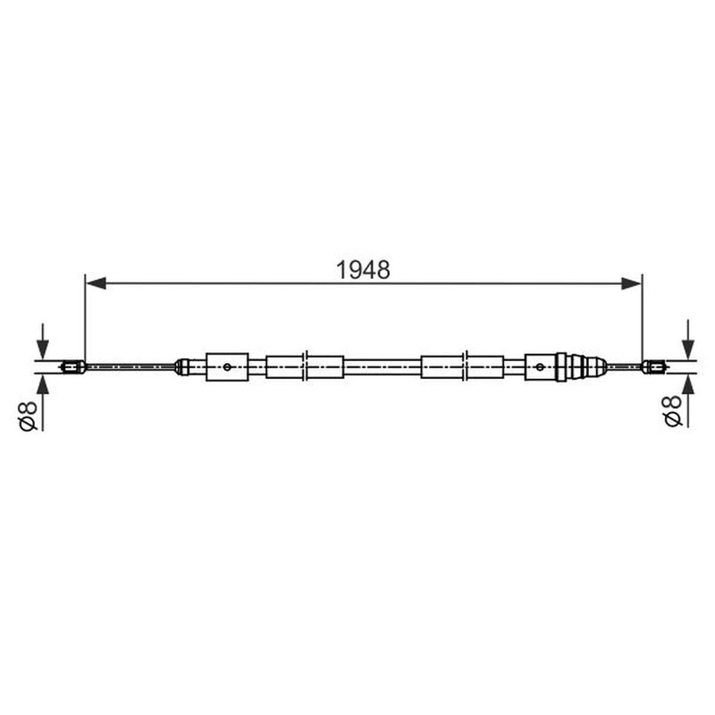 Bosch Handbrake Cable Right Rear fits Citroën Xsara Picasso 1999-2012