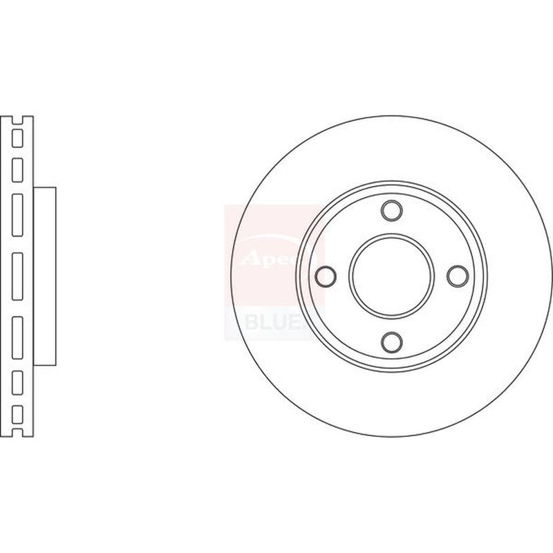 Apec 2 x Vented Brake Discs fits Ford Fiesta VII 2017-2021 1.0 1.1 1.5