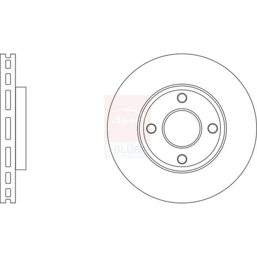 Apec 2 x Vented Brake Discs fits Ford Fiesta VII 2017-2021 1.0 1.1 1.5