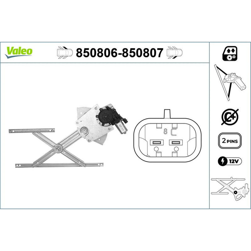 Valeo Electric Window Regulator Lifter Right Front 850807