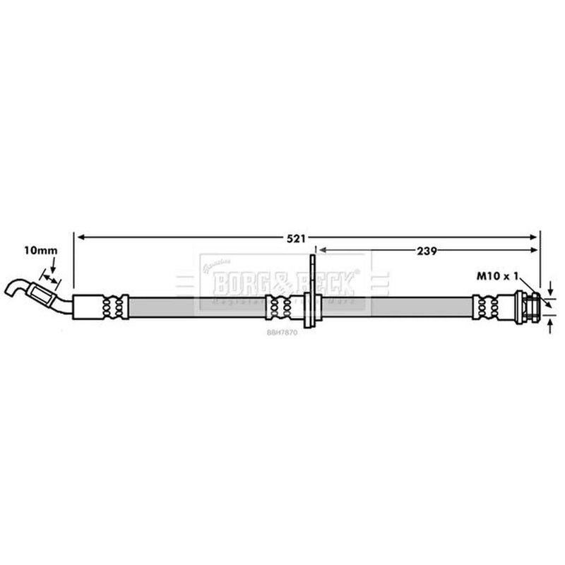 Borg & Beck Brake Hydraulic Hose Line Front Right BBH7870