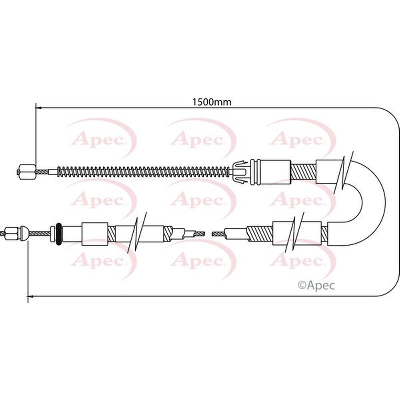 Apec Handbrake Cable Right Rear fits Citroën Xsara 1997-2005 1.4 1.6 1.8 1.9