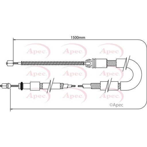 Apec Handbrake Cable Right Rear fits Citroën Xsara 1997-2005 1.4 1.6 1.8 1.9