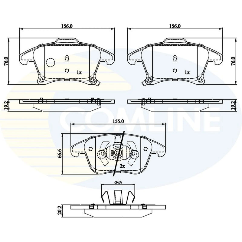 Comline 4 x Front Brake Pad Set fits Ford Galaxy 2019-2023 2.0