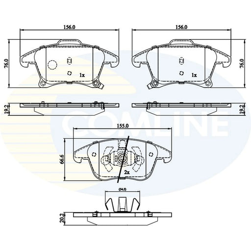 Comline 4 x Front Brake Pad Set fits Ford Galaxy 2019-2023 2.0