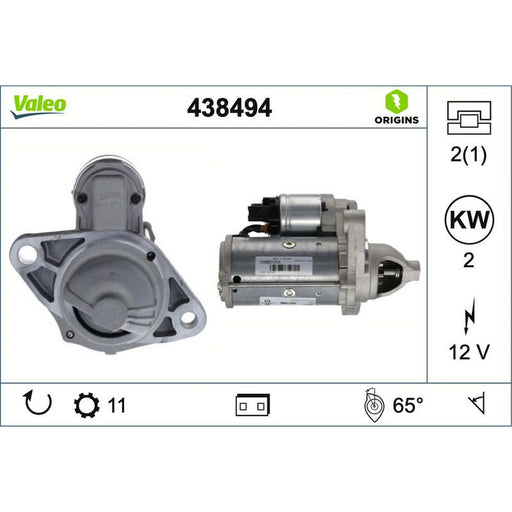Valeo Starter Motor 12V 2.2kW 8 Teeth 438494