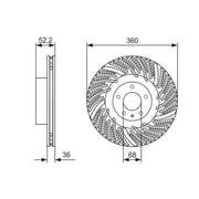 Bosch 2 x Vented Brake Discs fits Porsche Macan 2014-2018 2.0 3.0 3.6