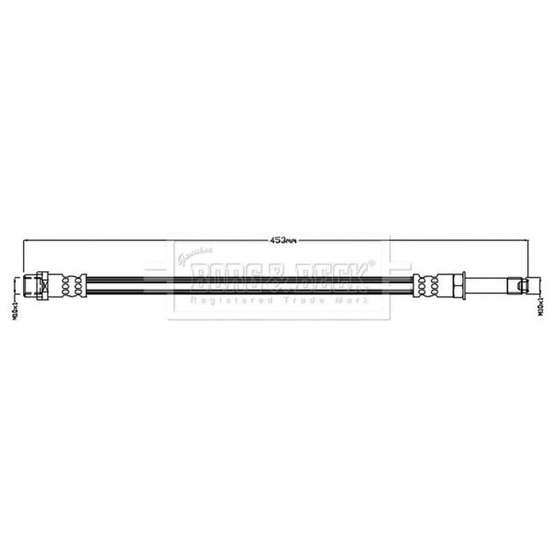 Borg & Beck Brake Hydraulic Hose Line Rear Rig BBH8761
