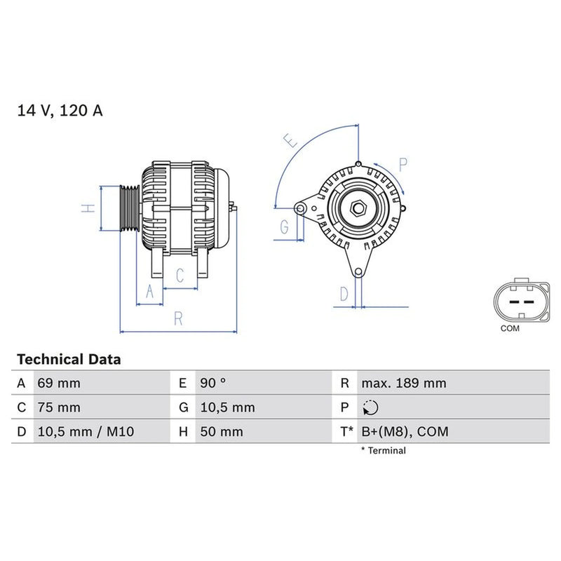 Bosch Car Alternator 12V fits BMW Z4 Roadster 2002-2005 2.2 2.5 3.0
