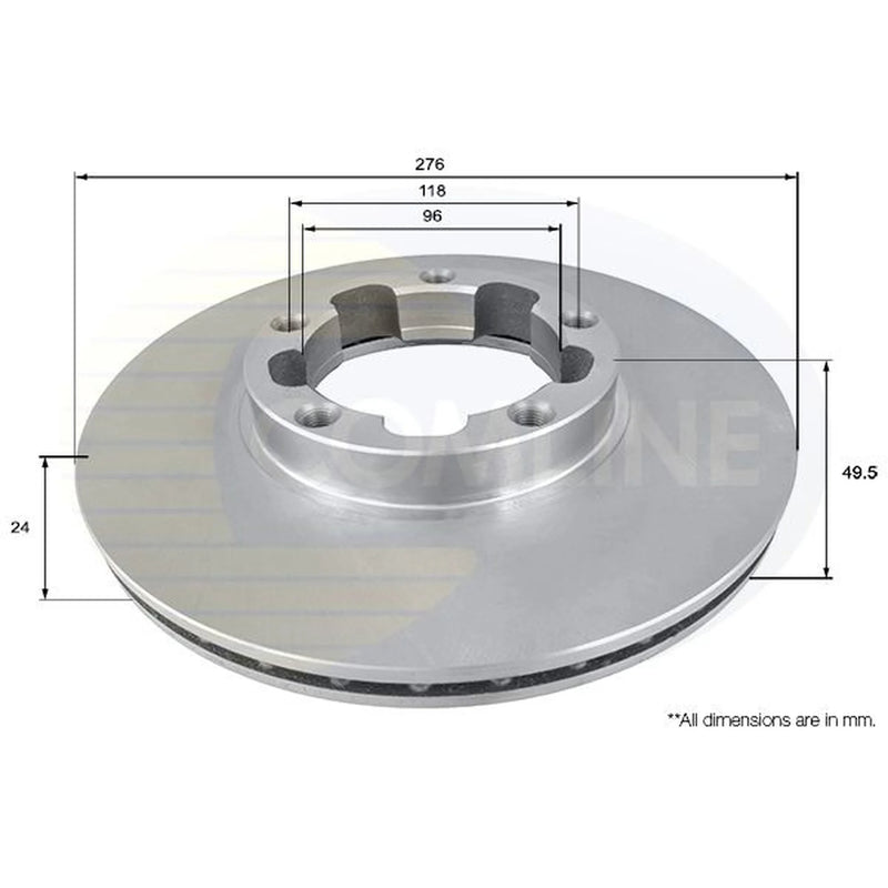 Comline 2 x Internally Vented Brake Discs fits Nissan Cabstar E 1998-2006