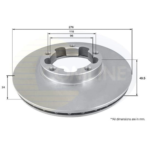Comline 2 x Internally Vented Brake Discs fits Nissan Cabstar E 1998-2006