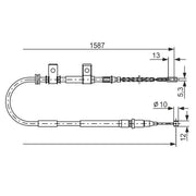 Bosch Handbrake Cable Right Rear fits Daewoo Lanos 1997 on 1.3 1.5 1.6