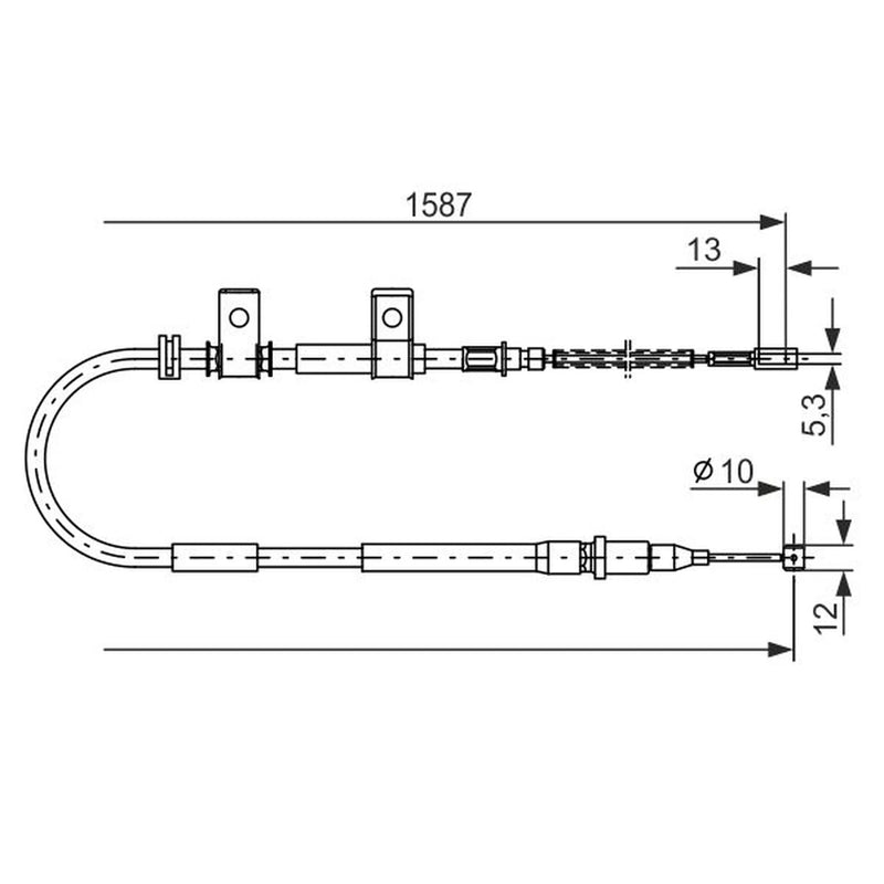Bosch Handbrake Cable Right Rear fits Daewoo Lanos 1997 on 1.3 1.5 1.6