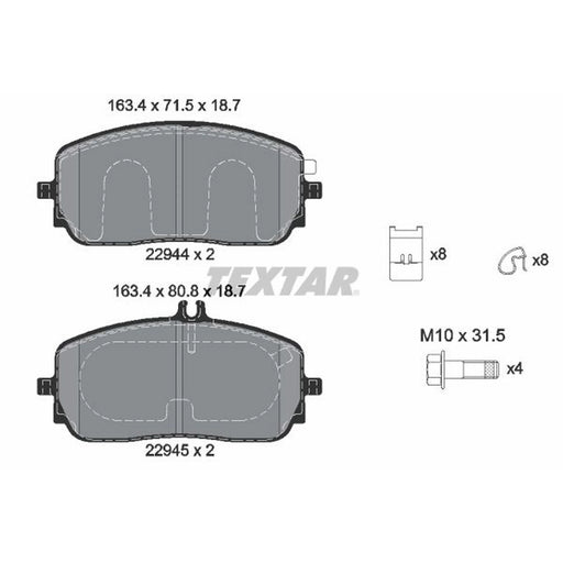 Textar Front Brake Pad Set 2294401