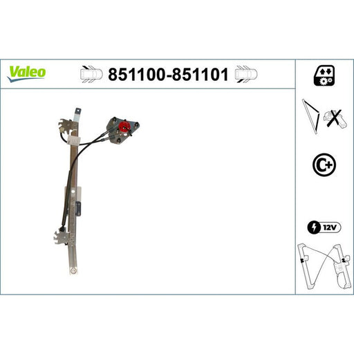 Valeo Electric Window Regulator Lifter Right Rear 851101