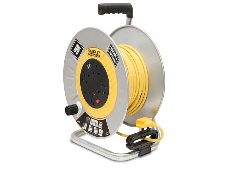STANLEY Electrical Open Metal Drum Cable Reel 240V 13A 4-Socket + 2 USB 25m STANLEY� Electrical - NN4 Online