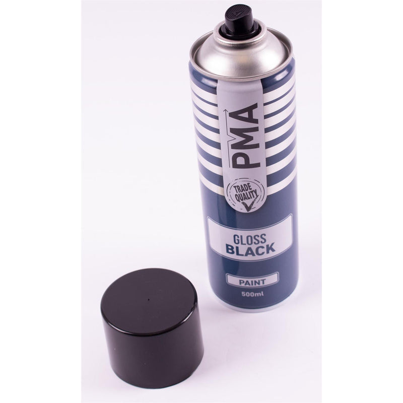 12x PMA Professional Gloss Black 500ml Spray Paint High Coverage PMA - Dynamic Drive