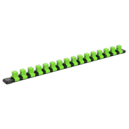 Sealey Socket Retaining Rail with 16 Clips 1/2"Sq Dr - Hi-Vis Green AK27054HV Sealey  - Dynamic Drive