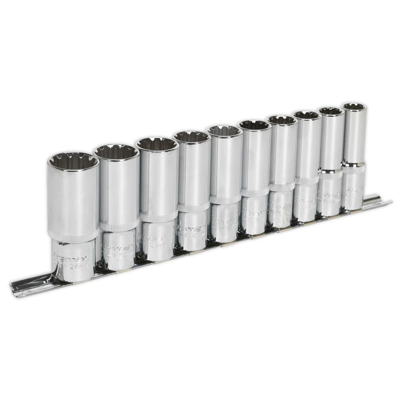 Sealey Socket Set 10pc Deep 1/2"Sq Drive Total Driveï AK70610D Sealey - Dynamic Drive