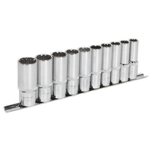 Sealey Socket Set 10pc Deep 1/2"Sq Drive Total Driveï AK70610D Sealey - Dynamic Drive