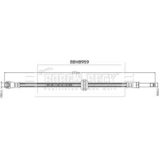 Borg & Beck Brake Hydraulic Hose Line Rear Rig BBH8959