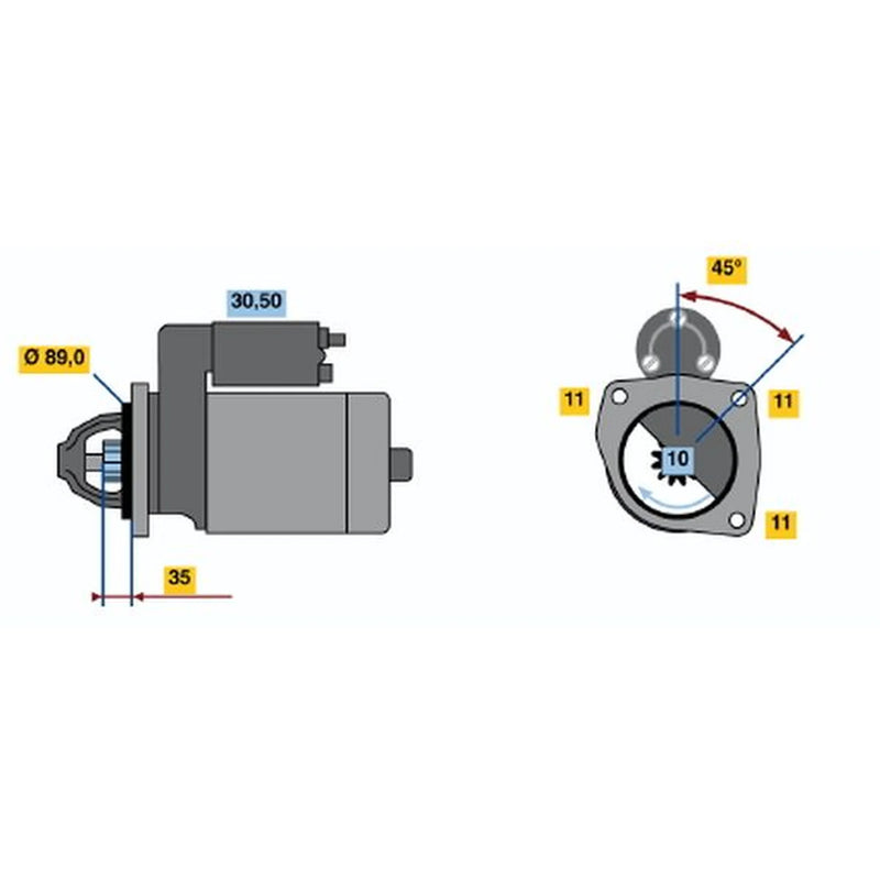 Bosch Starter Motor 12V 2.8kW 10 Teeth