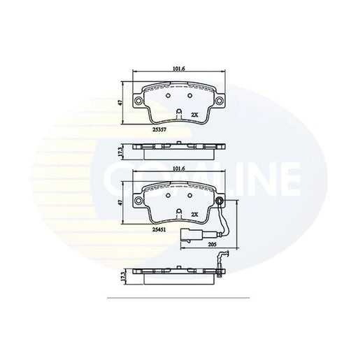 Comline 4 x Rear Brake Pad Set fits Abarth Grande Punto 2007-2010 1.4