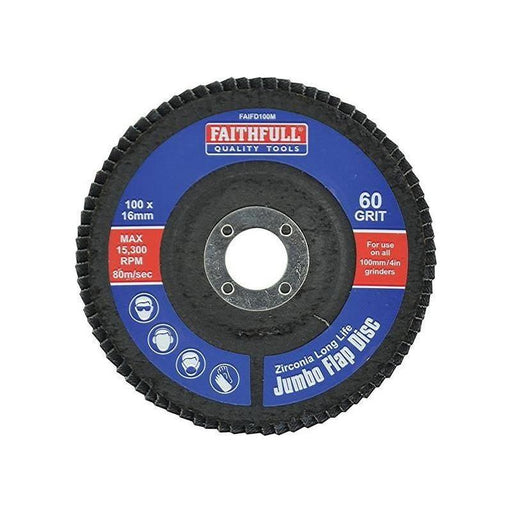 Faithfull Abrasive Jumbo Flap Disc 100mm Medium Faithfull - NN4 Online