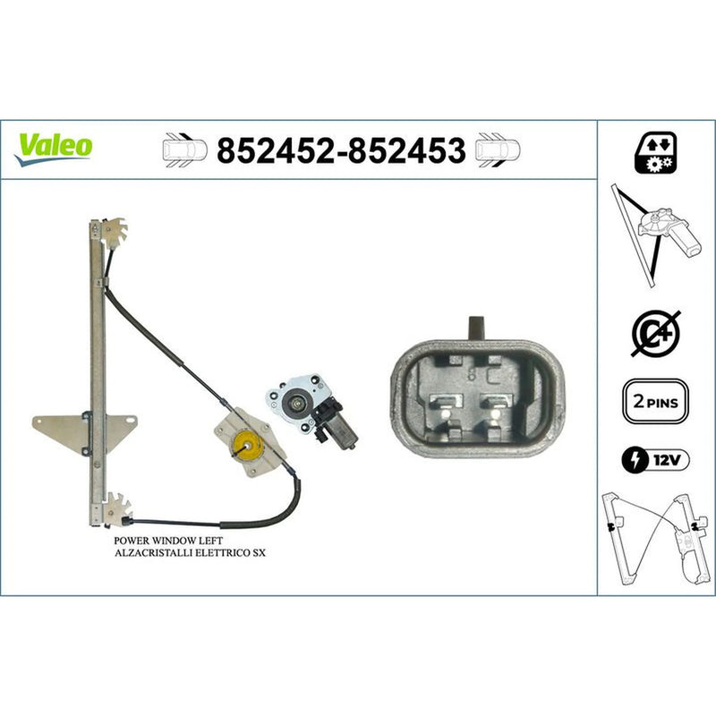 Valeo Electric Window Regulator Lifter Right Front 852453