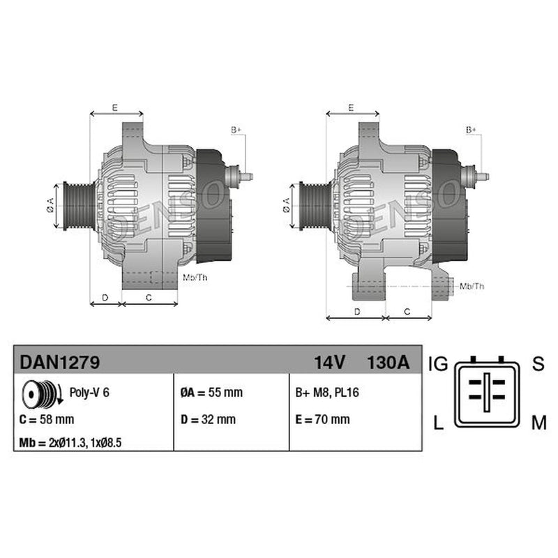 Denso Car Alternator 12V fits Lexus Gs 2005-2011