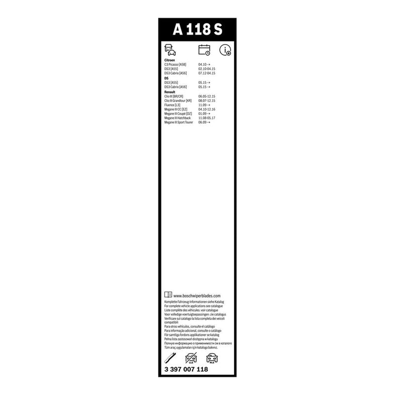 Bosch Aerotwin Wiper Blade Set 600mm + 400mm — A118S fits Citroën C-Elysee
