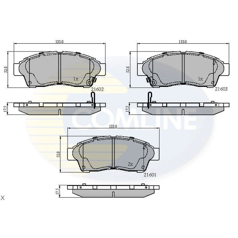 Comline 4 x Front Brake Pad Set fits Toyota Caldina 1992-2002 1.8 2.0