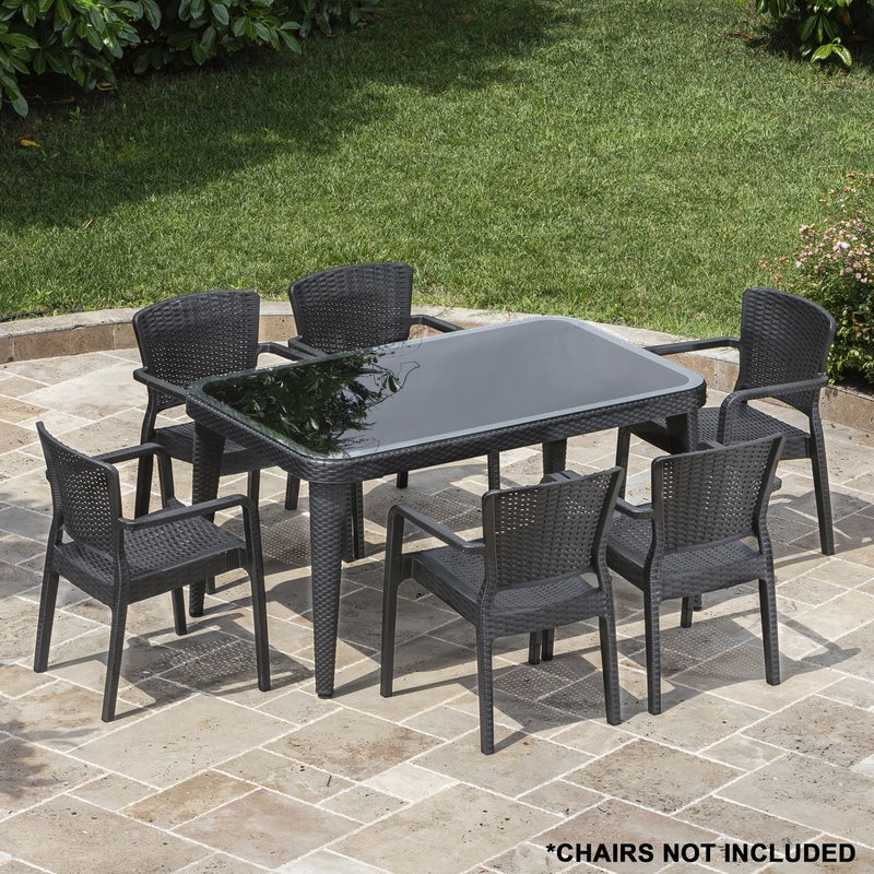 Dellonda Dining Tables with Tempered Glass Top 150 x 90 x 76cm - Anthracite Dellonda - Dynamic Drive