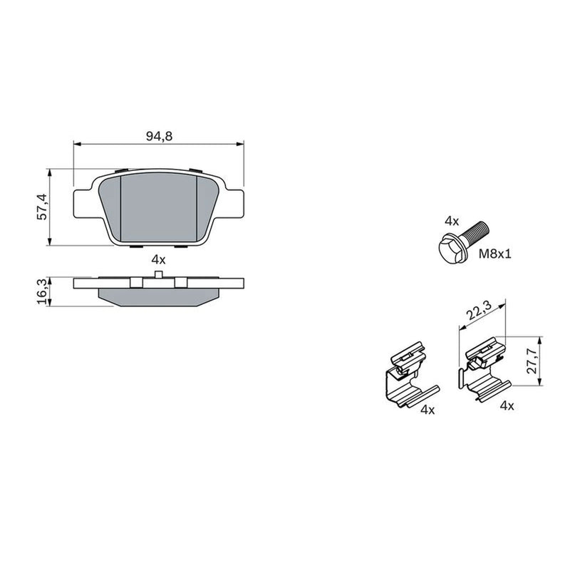 Bosch Front & Rear Pads fits Alfa Romeo Mito 2009-2018 1.4