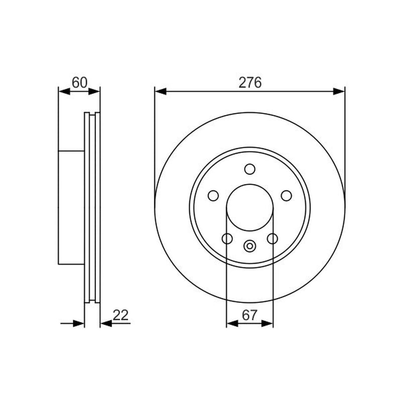Bosch 2 x Vented Brake Discs