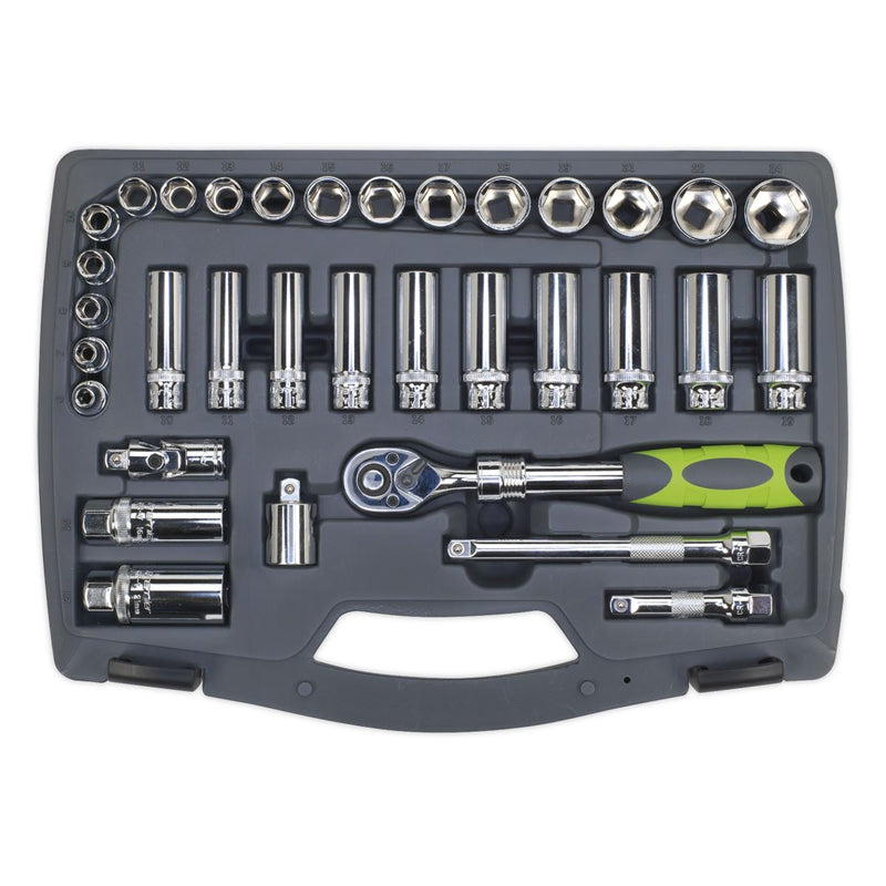 Sealey Socket Set 34pc 3/8"Sq Drive 6pt WallDrive® Metric Sealey  - Dynamic Drive