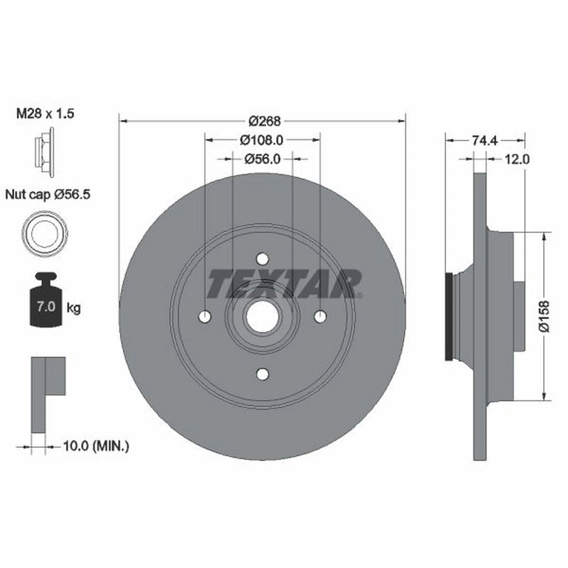 Textar 2 x Solid Rear Brake Discs 92168703-x2